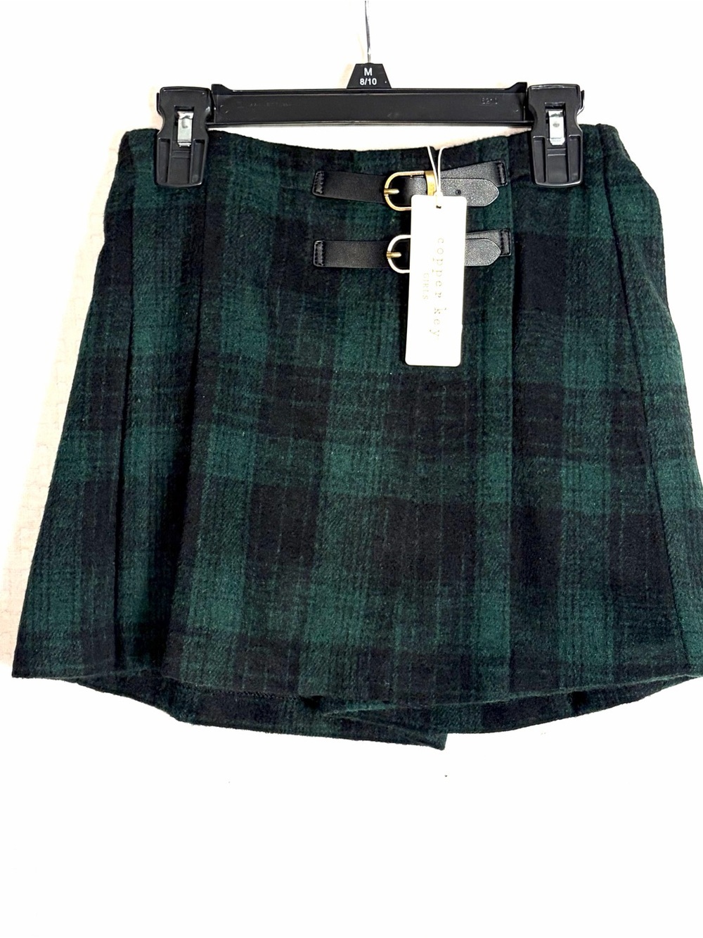 NEW Copper Key Girls Skirt Skort Size XL 16 Blackwatch Plaid Faux Wrap Academia